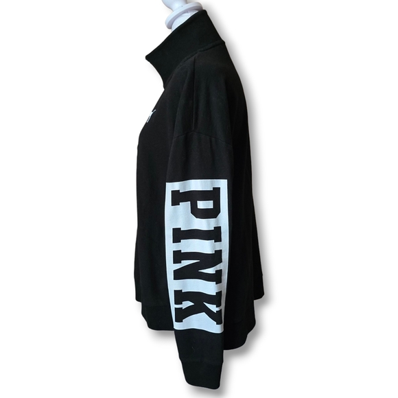PINK Victoria's Secret Black Quarter-Zip Pullover - Size Medium - Picture 2 of 9